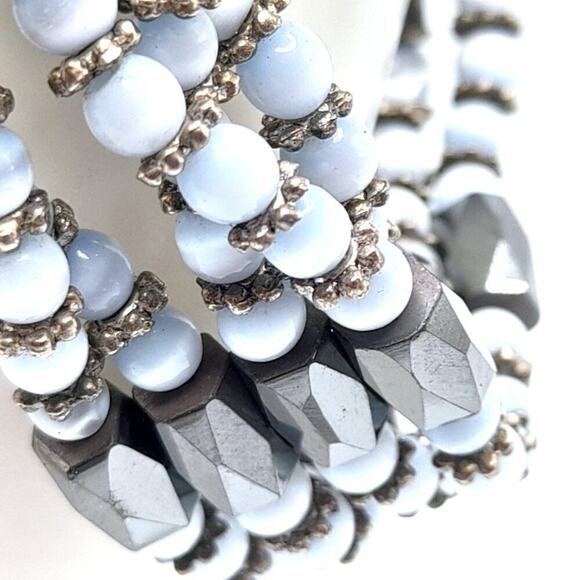 Tiger Eye Hematite Magnetic Wrap Bracelet, Silver Gray Beads, 35 Inches - Picture 4 of 10